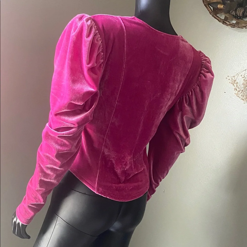 Free People Fuchsia Velvet Blouse